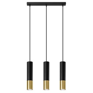Lampa wisząca LOOPEZ 3L czarny/złoty SL.0954 Sollux Lighting
