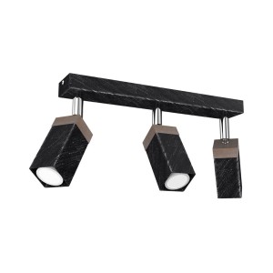 Lampa sufitowa SOLO SAWN BLACK / PATINATED WOOD 3x mini GU10 MLP7473 Milagro