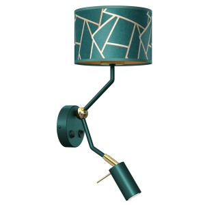 Kinkiet ZIGGY GREEN Gold/Bottle green  1xE27+1x mini GU10 MLP7573 Milagro