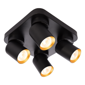 Lampa Sufitowa Andy 4xGU10 Kwadrat Czarny + Złoty ML9941 Milagro
